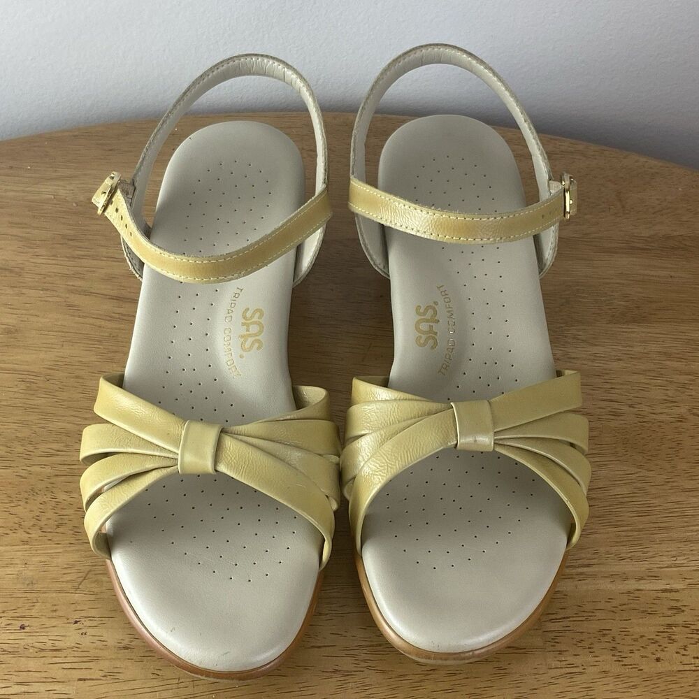 SAS Women's Strappy Yellow Wedge Sandals Tripad Comfort Size 7N